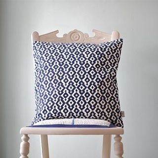 navy aztec cushion by the shed inc