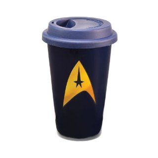 Vandor 80351 Star Trek Double Wall Ceramic Travel Mug with Silicone Lid, 12 Ounce, Multicolored Kitchen & Dining