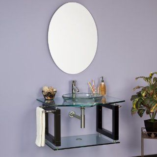 Linden Wall Mount Glass Sink with Mirror   Bathroom Vanities  