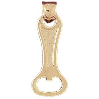 14K Yellow Gold 3 D Can Opener Pendant Jewelry