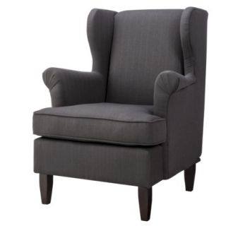 Edbury Upholstered Wingback Chair   Charcoal