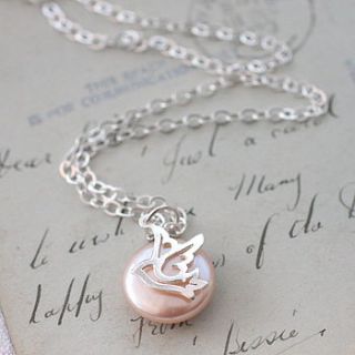 silver dove and coin pearl necklace by magpie living
