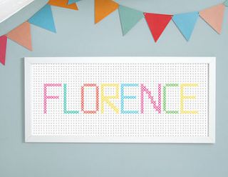 personalised cross stitch name print by modo creative