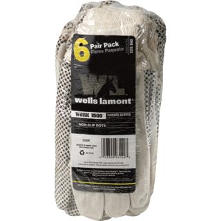 Wells Lamont Dotted Canvas Gloves — 6-Pair Pk., Model# 309K  Utility Gloves