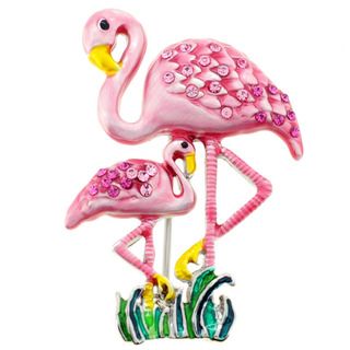 Pink Flamingos Crystal Pin Brooch Brooches & Pins