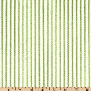 54'' Wide Ticking Stripe Kiwi/Ivory Fabric By The Yard