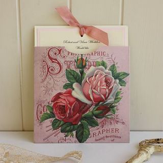 studio roses vintage style wedding invitation by claryce design