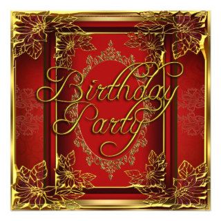 Gold Red Elite Elegant Birthday Party Invitations