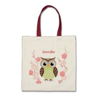 Cute Owl and Ume Flower Tote Bag
