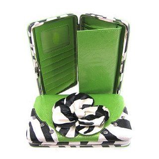 3d Raised Zebra Print Flower 1" Thick Flat Wallet Clutch Purse Lime Green Clothing