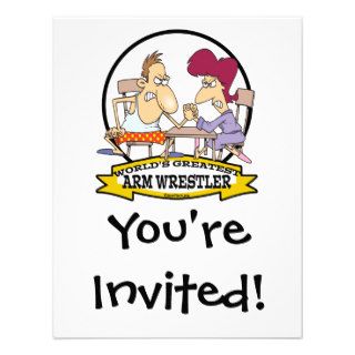 WORLDS GREATEST ARM WRESTLER MARRIED COUPLE CARTOO INVITATIONS