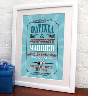 personalised 'likes' wedding art print by fizzy lemonade