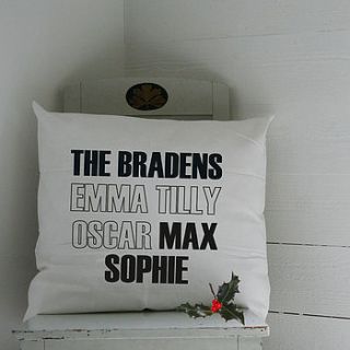 personalised family cushion cover by minna's room