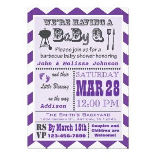 Purple Barbecue BaByQ Baby Shower Invitations