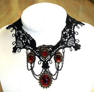 vintage style gothic black lace choker by hannah makes things