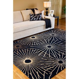 Hand tufted Brown Contemporary Genrich Wool Abstract Rug (4 X 6)
