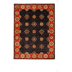 Hand tufted Tempest Black/red/ivory Oriental Area Rug (8 X 11)