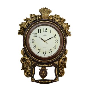 Fabulous Antique Polyresin Pendulum Wall Clock (27x19) Threestar Wall Clocks