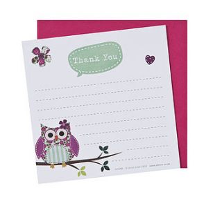 owl thank you cards by aliroo