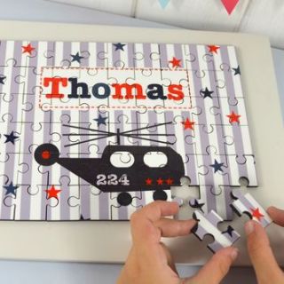 boy's personalised wooden jigsaw puzzle by tillie mint