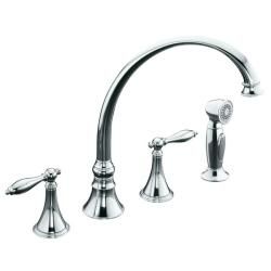 Kohler K 377 4M CP Polished Chrome Finial Traditional Kitchen Sink Faucet With 9 3/16" Spout Reach Kohler Kitchen Faucets
