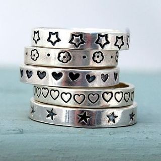 handmade heart and star silver rings by alison moore silver designs