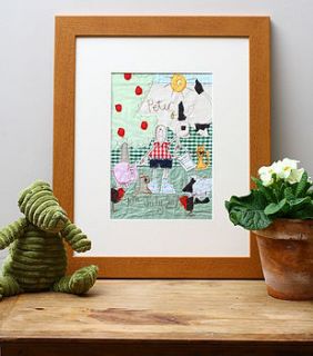 personalised farm animals embroidered artwork by katy kirkham designs