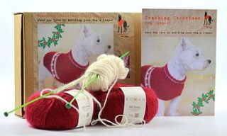 cracking christmas dog jumper knitting kit by redhound for dogs