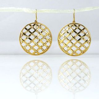 white sapphire weave hollow ball earrings by kinnari