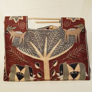 shangaan hand embroidered brown knitting bag by exclusive roots
