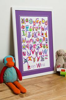 personalised animal alphabet print by from lucy