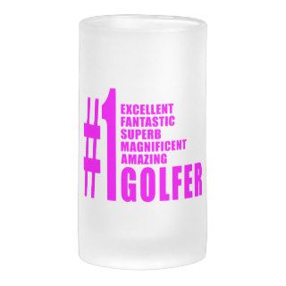 Girls Golf Golfers  Pink Number One Golfer Glass Beer Mug
