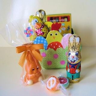 easter chick bag filled with chocolates by bijou gifts