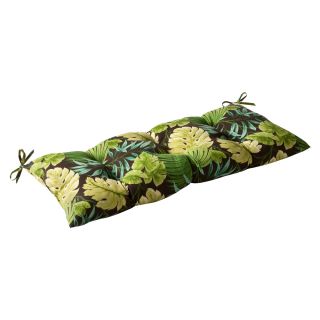 Pillow Perfect Outdoor Green/ Brown Tropical Tufted Loveseat Cushion
