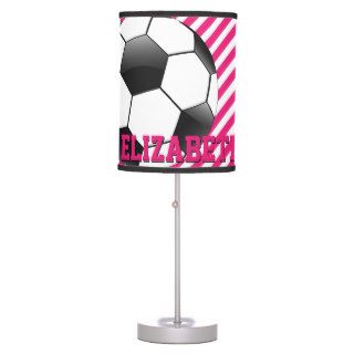 Soccer Table Lamp (Black ball/Pink stripes)