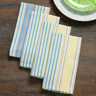 Mahogany Yellow and Blue 'Summer Stripe' Table Cloth or Set of 4 Napkins Table Linens