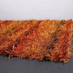 Hand woven Mandara Orange Shag Rug (2'6 x 7'6) Mandara Runner Rugs