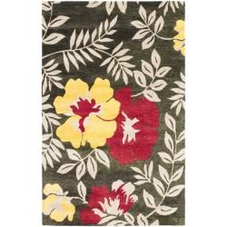 Handmade Soho Brown/multi New Zealand Wool Floral Rug (76 X 96)