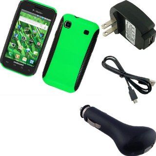 Gizmo Dorks Hybrid Hard Soft Case (Black / Green) Charging Bundle with Carabiner Key Chain for the T Mobile Samsung Galaxy S 4G Cell Phones & Accessories