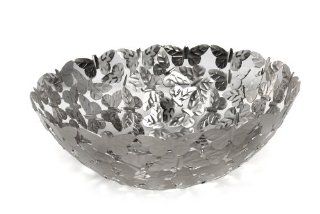 Star Home Butterfly Decorative Bowl, 15 Inch D by 5 Inch H   Aluminum Decorative Basket