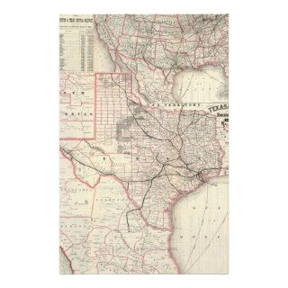 Vintage Map of The Texas Railroad System (1885) Stationery