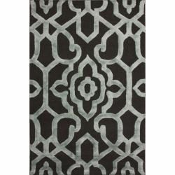 Nuloom Handmade Marrakesh Charcoal Faux Silk / Wool Rug (76 X 96)