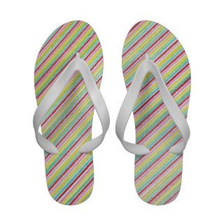 Colorful Thin Diagonal Stripes  Flip Flops