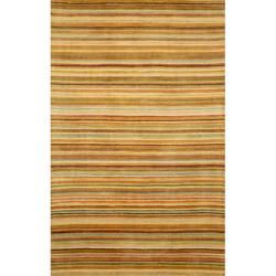 Hand tufted Stripes Gold Wool Rug (8 X 10)