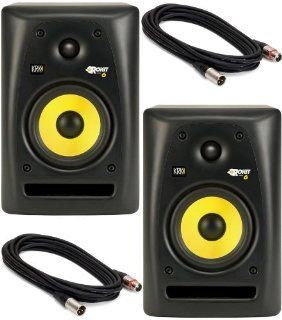 KRK Rokit 6 Studio Monitor Speaker Bundle with Pair of Monitors and XLR Cables Musical Instruments