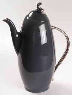 Flintridge Contessa Black Coffee Pot & Lid, Fine China Dinnerware   Black Band,