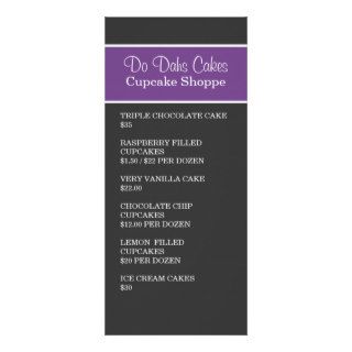Purple & Dark Gray Dessert menu Rack Cards