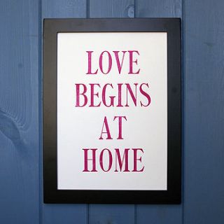 letterpress print love begins at home by thursday press