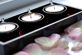 lacquer tray and tea light holder set by nom living