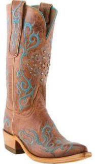 Lucchese N4746 Ladies' Peanut Brittle Burnished Mad Dog Goat Boots Shoes